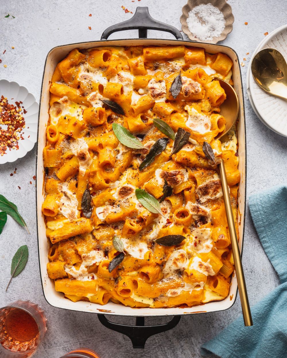 Savory Pumpkin Ricotta Pasta Bake with Crispy Sage 🌱