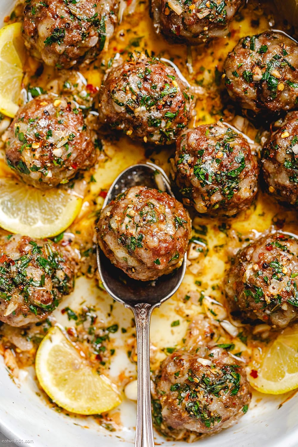 Lemon Herb Turkey Meatballs — Turkey meatballs with lemon zest, garlic, and fresh herbs.