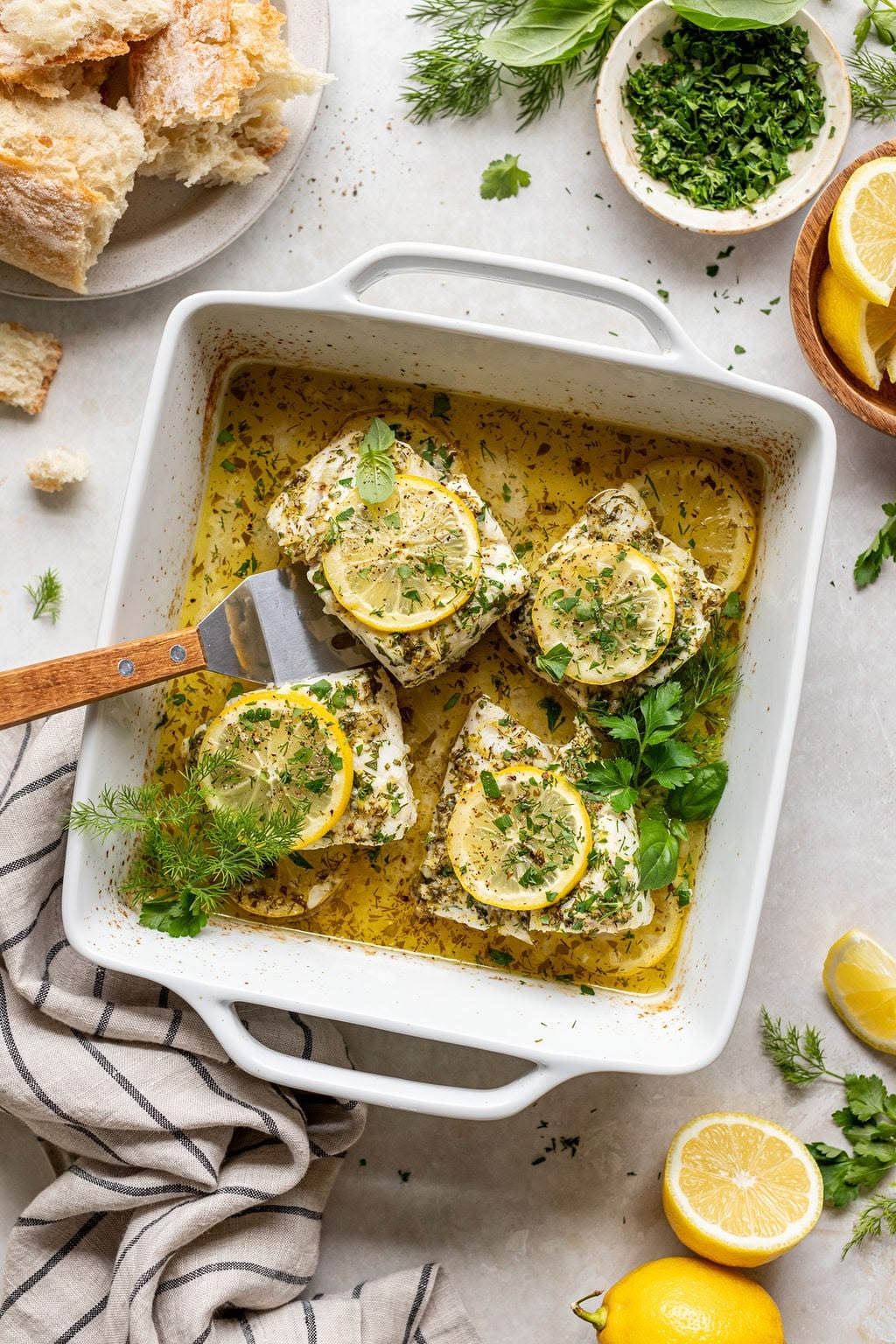 Mediterranean Seafood Medley • 23g Protein • Swai and shrimp roasted with garlic, lemon, herbs & olive oil.